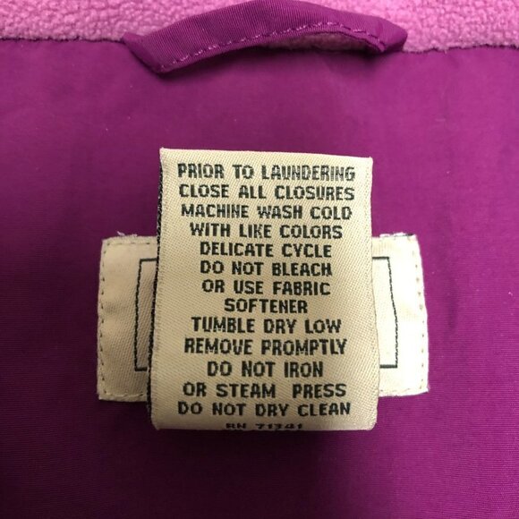 L.L. Bean Size 1X Women's Classic Vest Waterproof Nylon Fleece Lining Magenta - Picture 8 of 8